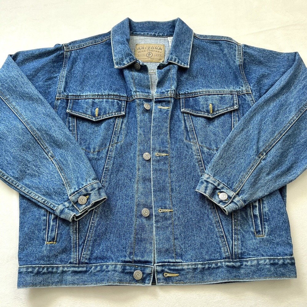 Vintage 90s Women’s XL Arizona Dark Medium Wash Denim Jacket With Pockets